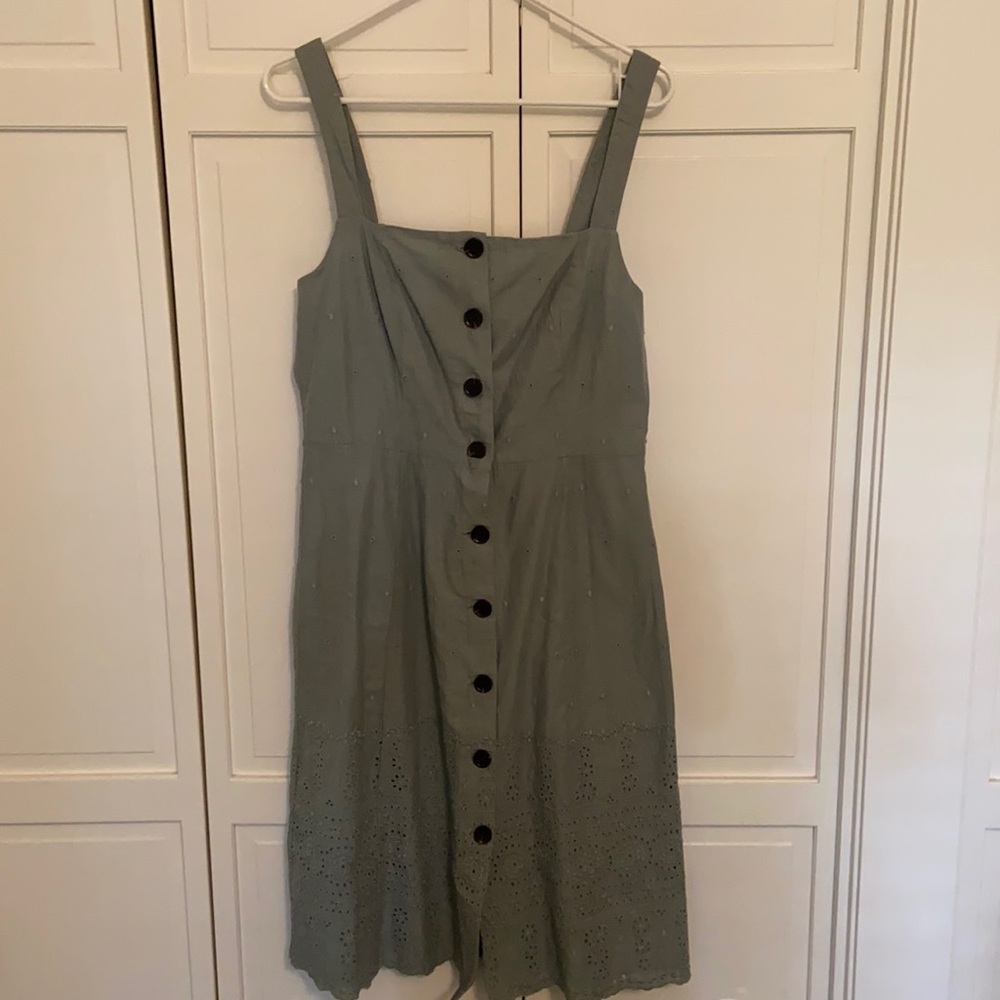 Green eyelet midi dress